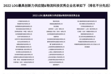 物流科技打造生产力！2022 LOG最具创新力供应链&物流科技企业发布